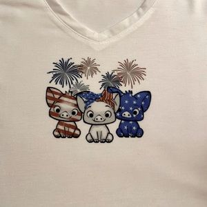 Cute new red, white, blue piggy tshirt for women
